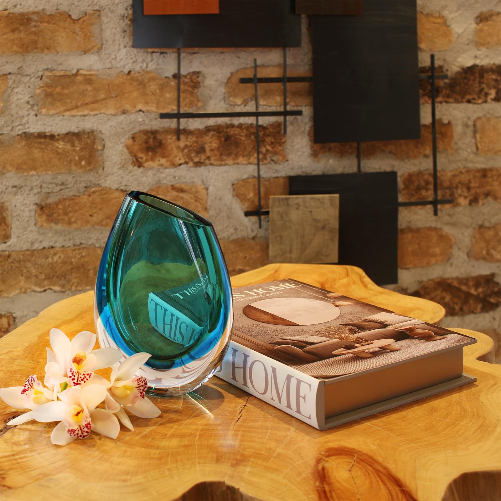 Amazon.com: Ca D Oro Small Glass Vase Bicolor Blue/Green Hand